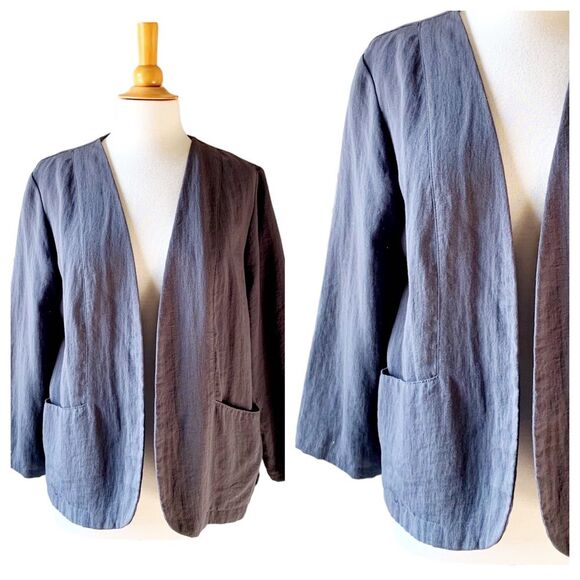 Fridaze Linen Grey Lagenlook Blazer with Pockets Medium - Picture 1 of 8